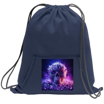 Diamond Covered Skull With Violet Colors And Crystal Gems Sweatshirt Cinch Pack Bag