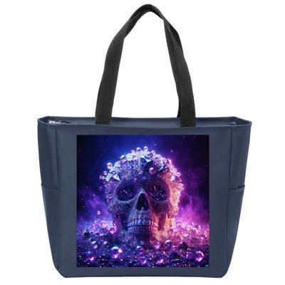 Diamond Covered Skull With Violet Colors And Crystal Gems Zip Tote Bag