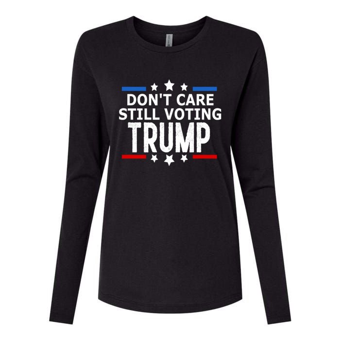 Dont Care Still Voting Trump Patriotic American Flag Womens Cotton Relaxed Long Sleeve T-Shirt