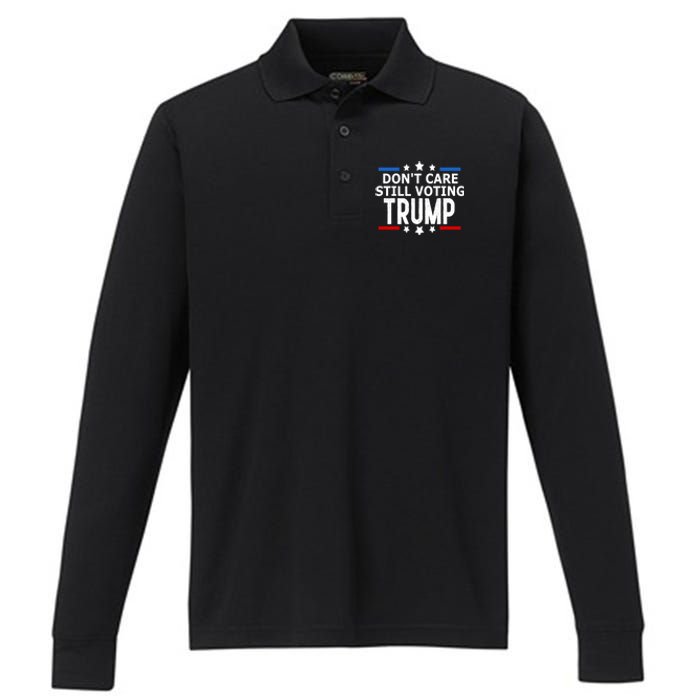 Dont Care Still Voting Trump Patriotic American Flag Performance Long Sleeve Polo