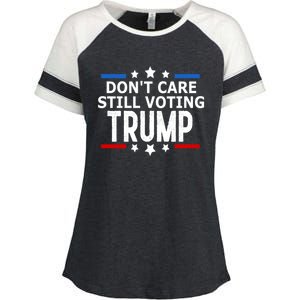 Dont Care Still Voting Trump Patriotic American Flag Enza Ladies Jersey Colorblock Tee