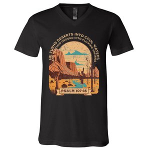 Desert Cowboy Southwest Bible Scripture For Christian V-Neck T-Shirt