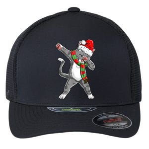 Dabbing Cat Santa Christmas Gift Boys Girls Catmas Xmas Gift Flexfit Unipanel Trucker Cap