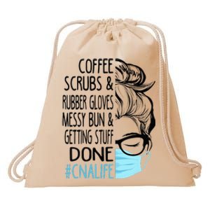 Dy Coffee Scrubs And Rubber Gloves Messy Bun CNA Drawstring Bag