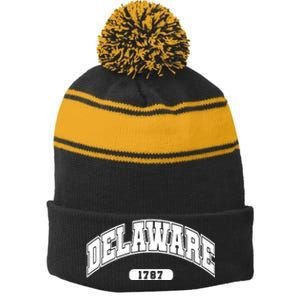 Delaware Collegiate Style 1787 Stripe Pom Pom Beanie