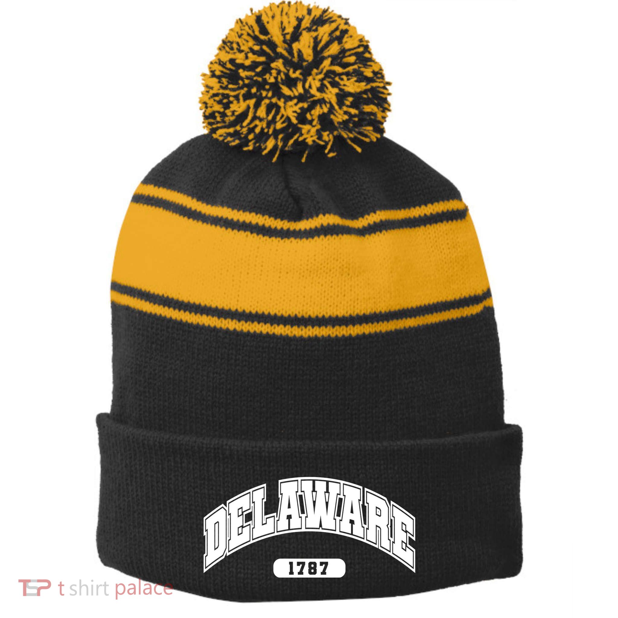 Delaware Collegiate Style 1787 Stripe Pom Pom Beanie