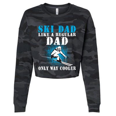 Distressed Cool Ski Dad Skiing Winter Sports Skier Father Gift Cropped Pullover Crew