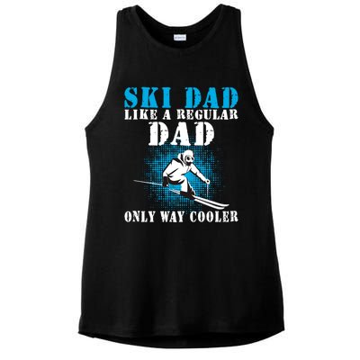 Distressed Cool Ski Dad Skiing Winter Sports Skier Father Gift Ladies PosiCharge Tri-Blend Wicking Tank