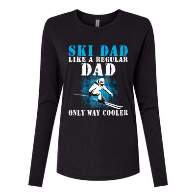 Distressed Cool Ski Dad Skiing Winter Sports Skier Father Gift Womens Cotton Relaxed Long Sleeve T-Shirt