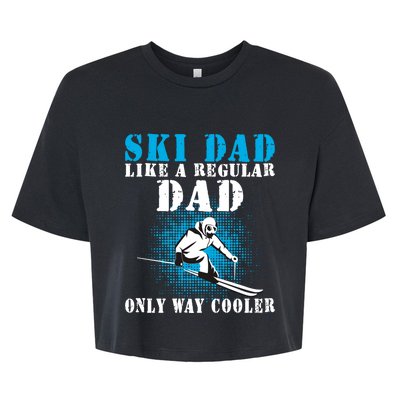 Distressed Cool Ski Dad Skiing Winter Sports Skier Father Gift Bella+Canvas Jersey Crop Tee