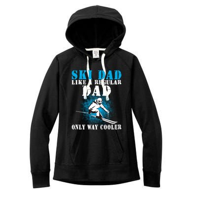 Distressed Cool Ski Dad Skiing Winter Sports Skier Father Gift Women's Fleece Hoodie