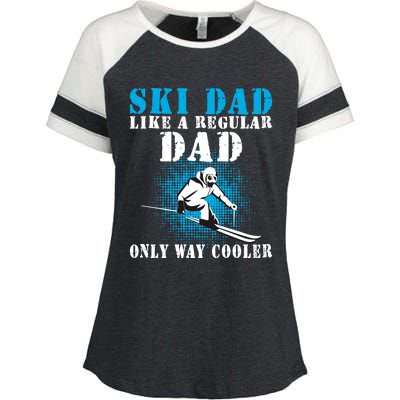 Distressed Cool Ski Dad Skiing Winter Sports Skier Father Gift Enza Ladies Jersey Colorblock Tee