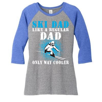 Distressed Cool Ski Dad Skiing Winter Sports Skier Father Gift Women's Tri-Blend 3/4-Sleeve Raglan Shirt