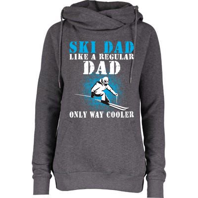 Distressed Cool Ski Dad Skiing Winter Sports Skier Father Gift Womens Funnel Neck Pullover Hood