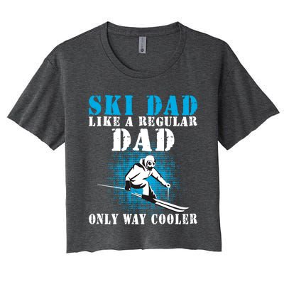 Distressed Cool Ski Dad Skiing Winter Sports Skier Father Gift Women's Crop Top Tee