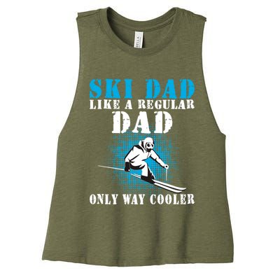 Distressed Cool Ski Dad Skiing Winter Sports Skier Father Gift Women's Racerback Cropped Tank