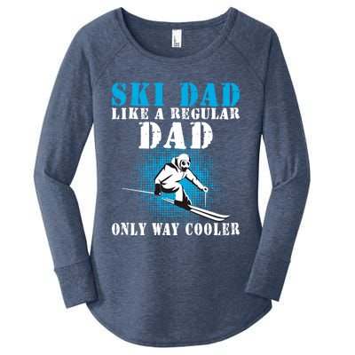 Distressed Cool Ski Dad Skiing Winter Sports Skier Father Gift Women's Perfect Tri Tunic Long Sleeve Shirt