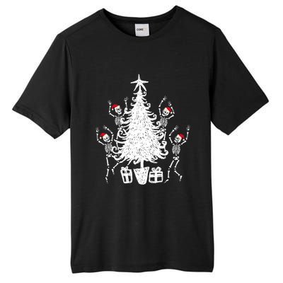 Dancing Christmas Skeletons Funny Spooky Christmas Graphic Gift Tall Fusion ChromaSoft Performance T-Shirt