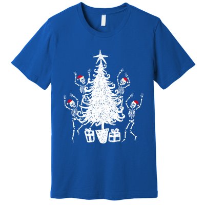 Dancing Christmas Skeletons Funny Spooky Christmas Graphic Gift Premium T-Shirt