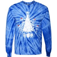 Dancing Christmas Skeletons Funny Spooky Christmas Graphic Gift Tie-Dye Long Sleeve Shirt