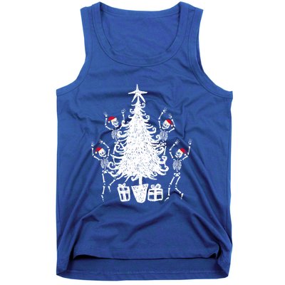 Dancing Christmas Skeletons Funny Spooky Christmas Graphic Gift Tank Top