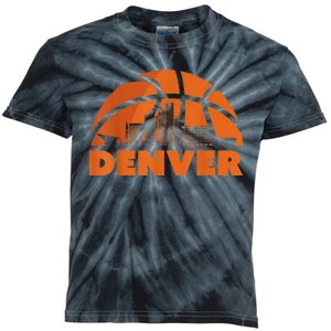 Denver City Skyline Colorado Basketball Fan Jersey Kids Tie-Dye T-Shirt