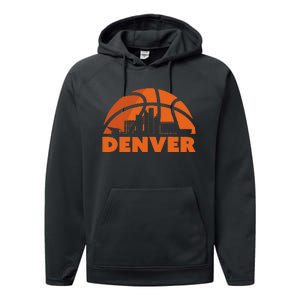 Denver City Skyline Colorado Basketball Fan Jersey Performance Fleece Hoodie