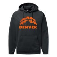 Denver City Skyline Colorado Basketball Fan Jersey Performance Fleece Hoodie