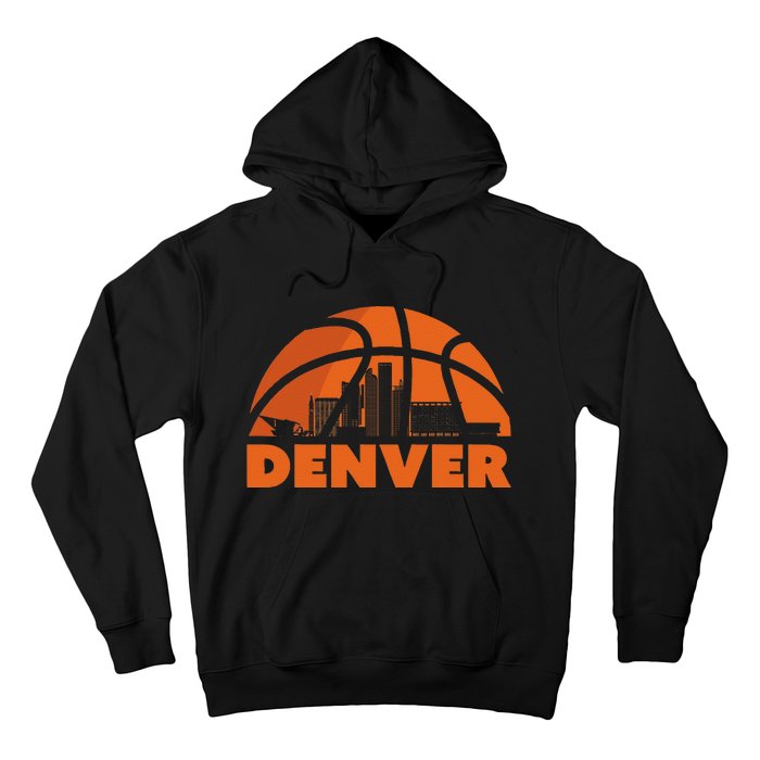 Denver City Skyline Colorado Basketball Fan Jersey Hoodie