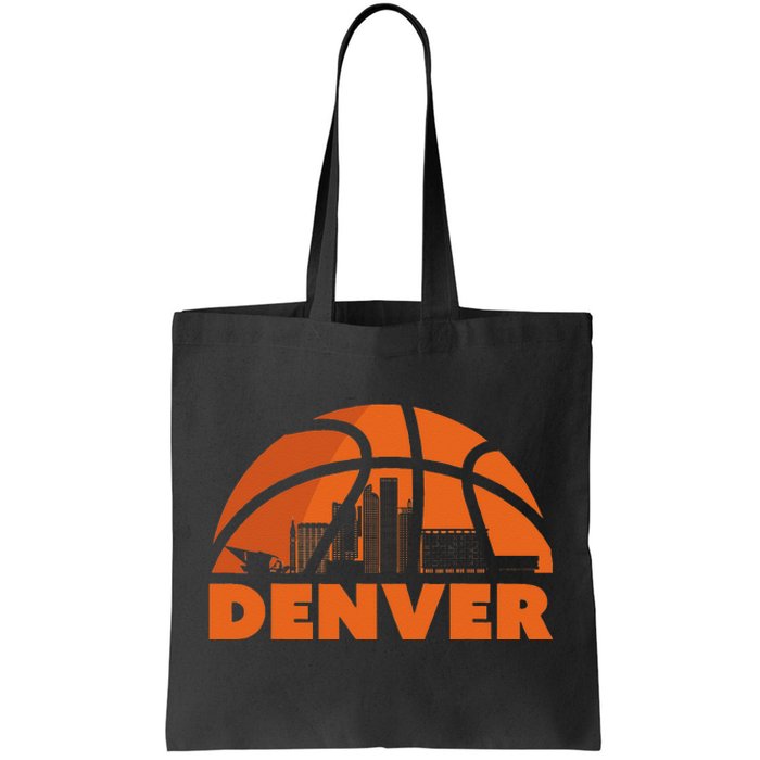 Denver City Skyline Colorado Basketball Fan Jersey Tote Bag