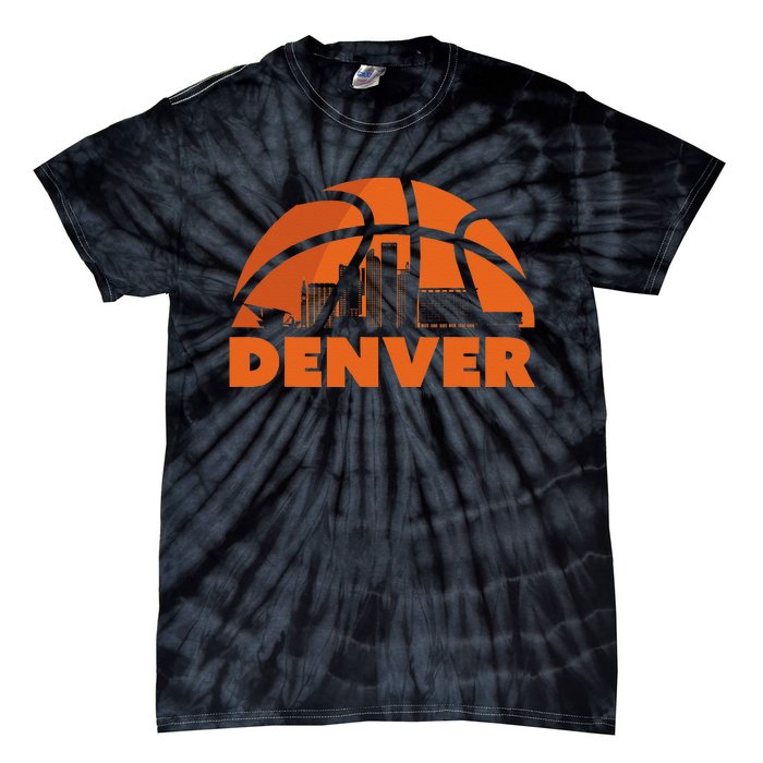 Denver City Skyline Colorado Basketball Fan Jersey Tie-Dye T-Shirt