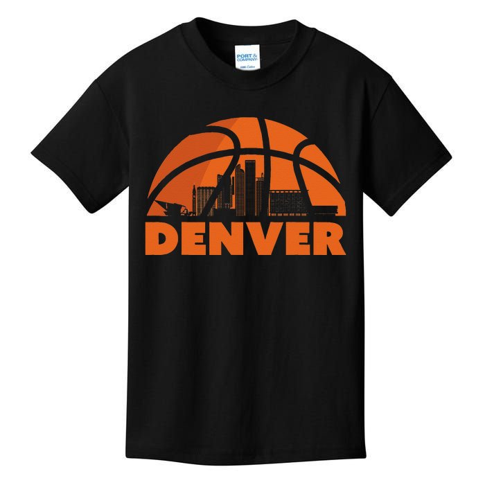 Denver City Skyline Colorado Basketball Fan Jersey Kids T-Shirt