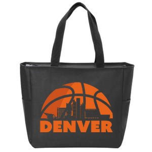 Denver City Skyline Colorado Basketball Fan Jersey Zip Tote Bag