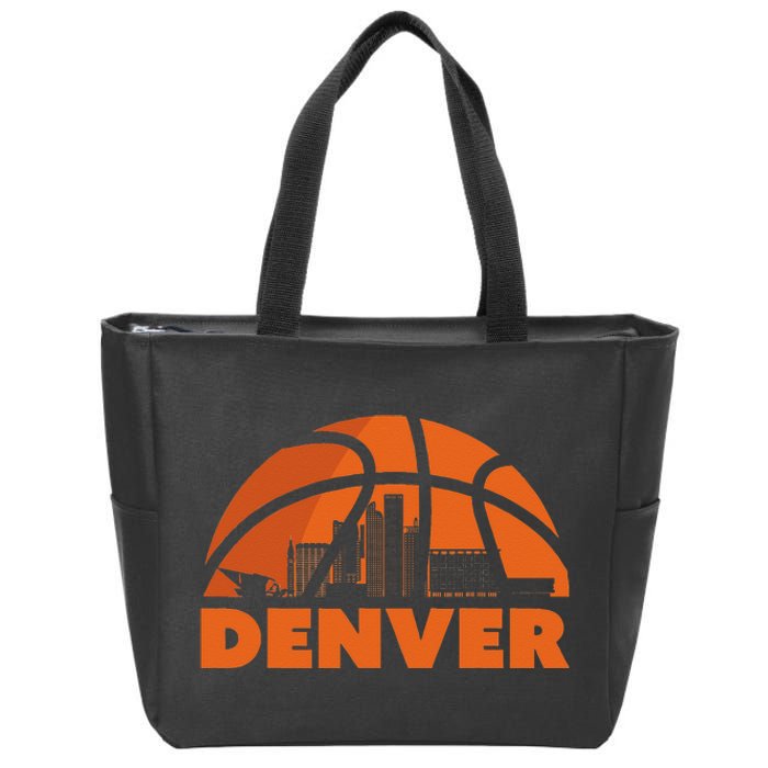 Denver City Skyline Colorado Basketball Fan Jersey Zip Tote Bag