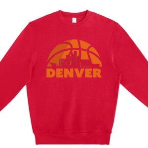 Denver City Skyline Colorado Basketball Fan Jersey Premium Crewneck Sweatshirt