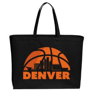 Denver City Skyline Colorado Basketball Fan Jersey Cotton Canvas Jumbo Tote