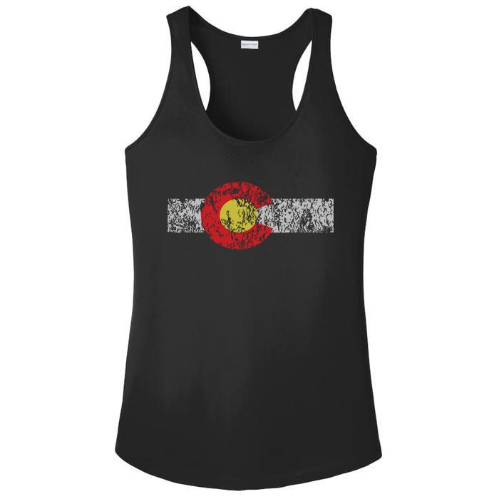 Distressed Colorado State Flag Denver Co Patriotic Ladies PosiCharge Competitor Racerback Tank