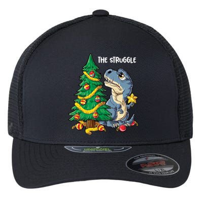 Dinosaur Christmas Tree Rex The Struggle Xmas Pajamas Meaningful Gift Flexfit Unipanel Trucker Cap