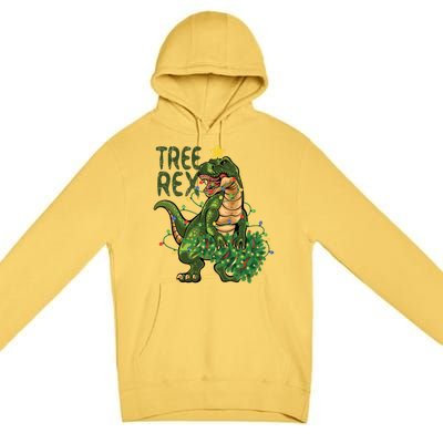 Dinosaur Christmas Tree Rex Boys Girls Funny Xmas Trex Cute Gift Premium Pullover Hoodie