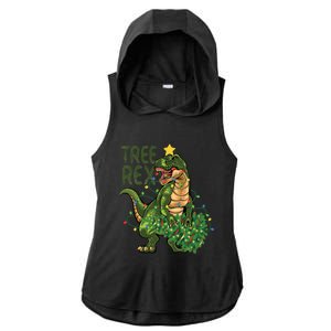 Dinosaur Christmas Tree Rex Boys Girls Funny Xmas Trex Cute Gift Ladies PosiCharge Tri-Blend Wicking Draft Hoodie Tank