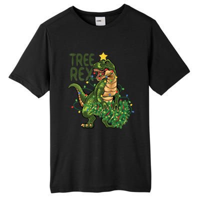 Dinosaur Christmas Tree Rex Boys Girls Funny Xmas Trex Cute Gift Tall Fusion ChromaSoft Performance T-Shirt