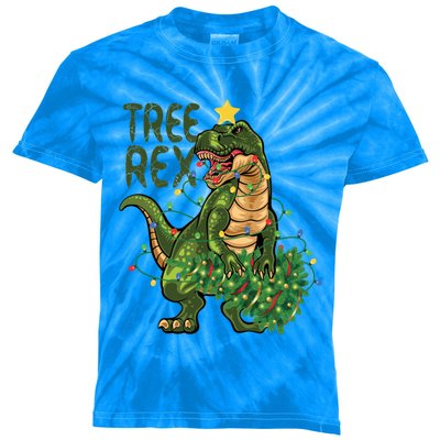 Dinosaur Christmas Tree Rex Boys Girls Funny Xmas Trex Cute Gift Kids Tie-Dye T-Shirt