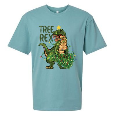 Dinosaur Christmas Tree Rex Boys Girls Funny Xmas Trex Cute Gift Sueded Cloud Jersey T-Shirt