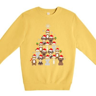 Dog Christmas Tree Funny Christmas Lights Xmas Premium Crewneck Sweatshirt