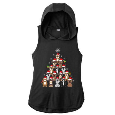 Dog Christmas Tree Funny Christmas Lights Xmas Ladies PosiCharge Tri-Blend Wicking Draft Hoodie Tank