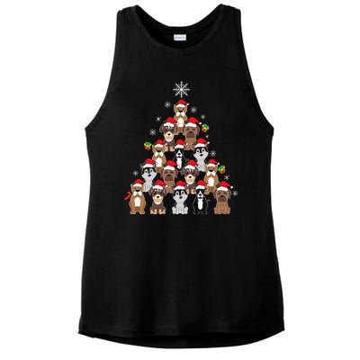 Dog Christmas Tree Funny Christmas Lights Xmas Ladies PosiCharge Tri-Blend Wicking Tank