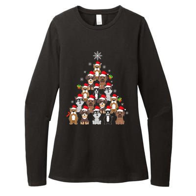 Dog Christmas Tree Funny Christmas Lights Xmas Womens CVC Long Sleeve Shirt