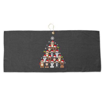 Dog Christmas Tree Funny Christmas Lights Xmas Large Microfiber Waffle Golf Towel