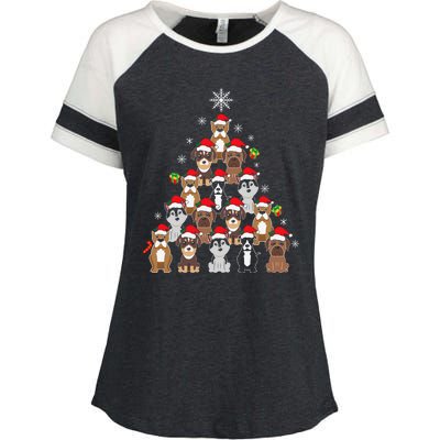 Dog Christmas Tree Funny Christmas Lights Xmas Enza Ladies Jersey Colorblock Tee