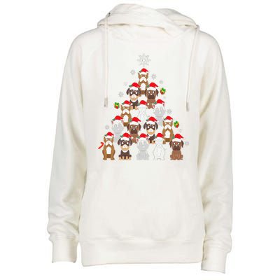 Dog Christmas Tree Funny Christmas Lights Xmas Womens Funnel Neck Pullover Hood